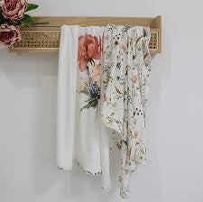 Bamboo Muslin Wraps Peonies 2pk