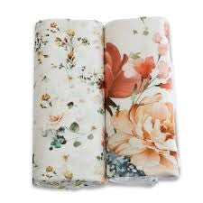 Bamboo Muslin Wraps Peonies 2pk