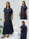 Button Up Contrast Stitching Denim Shirt