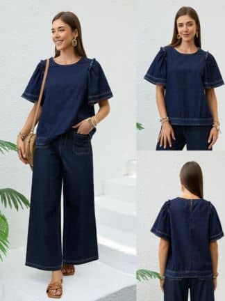 Frill Detailed Denim Shirt