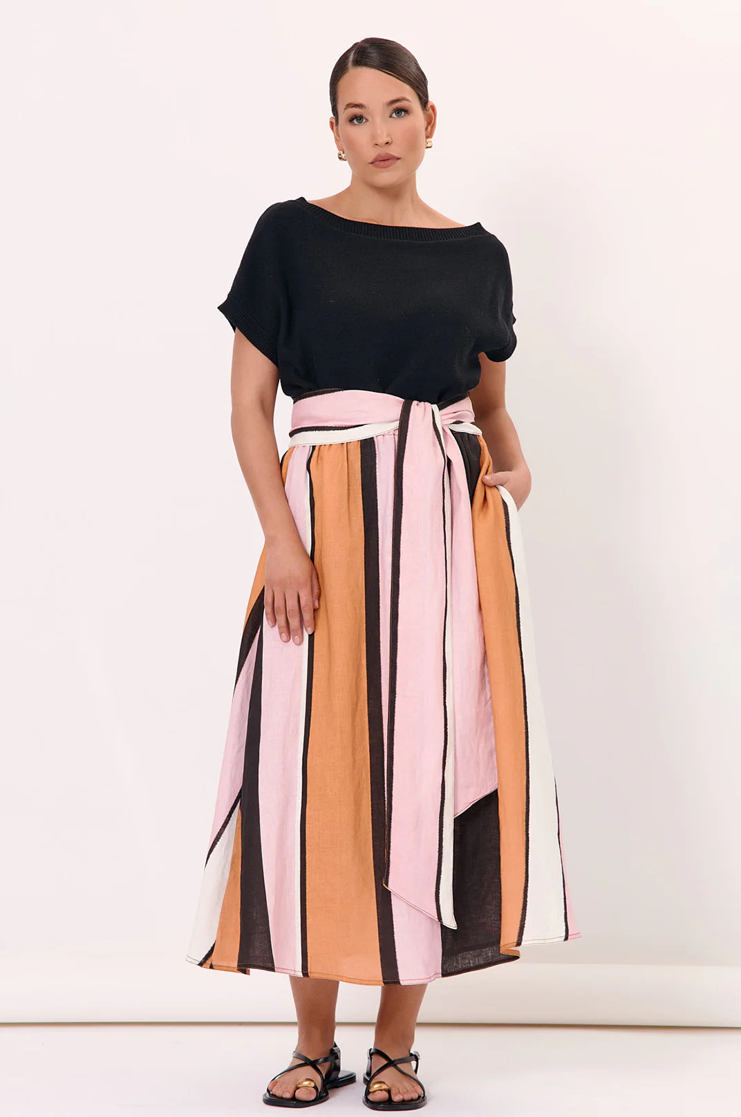 Angelina Linen Midi Skirt