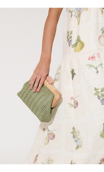 Adorne Peachy Woven Timber Frame Clutch