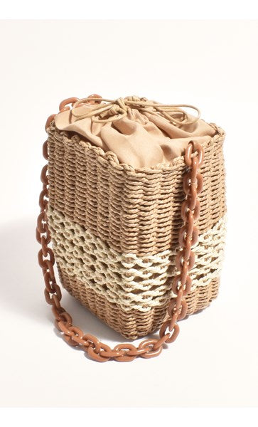 Adorne Melia Woven Bucket Resin Chain Bag