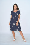 Swirl Print Linen Dress