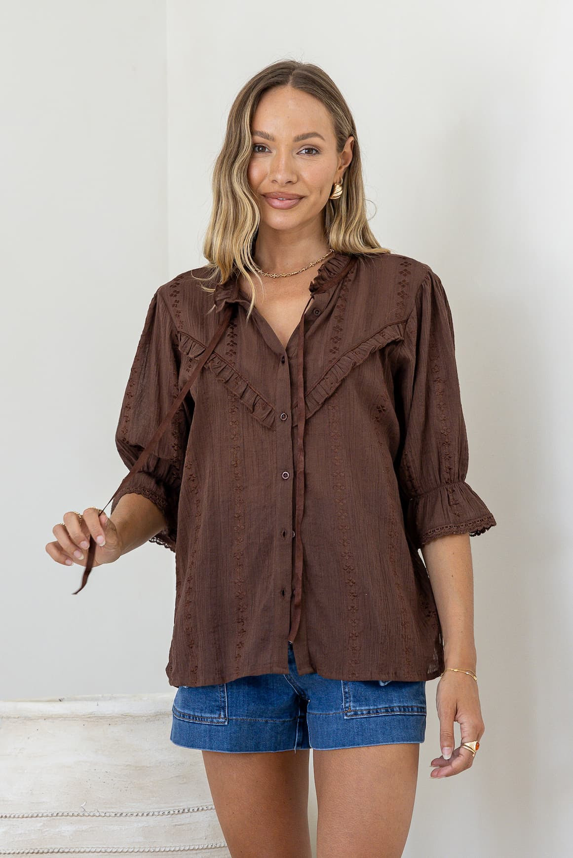 Lace Frilled Sleeve Blouse