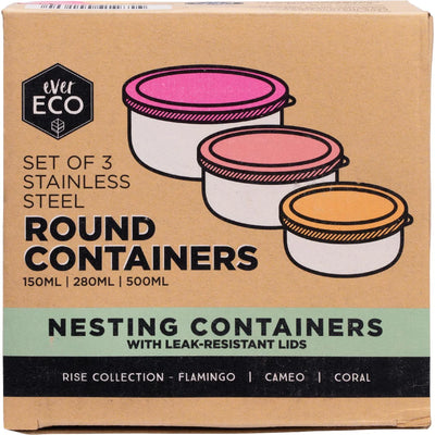 Bento Round Containers 3pc Rise