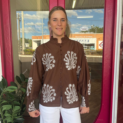 Embroidered Button Down Shirt