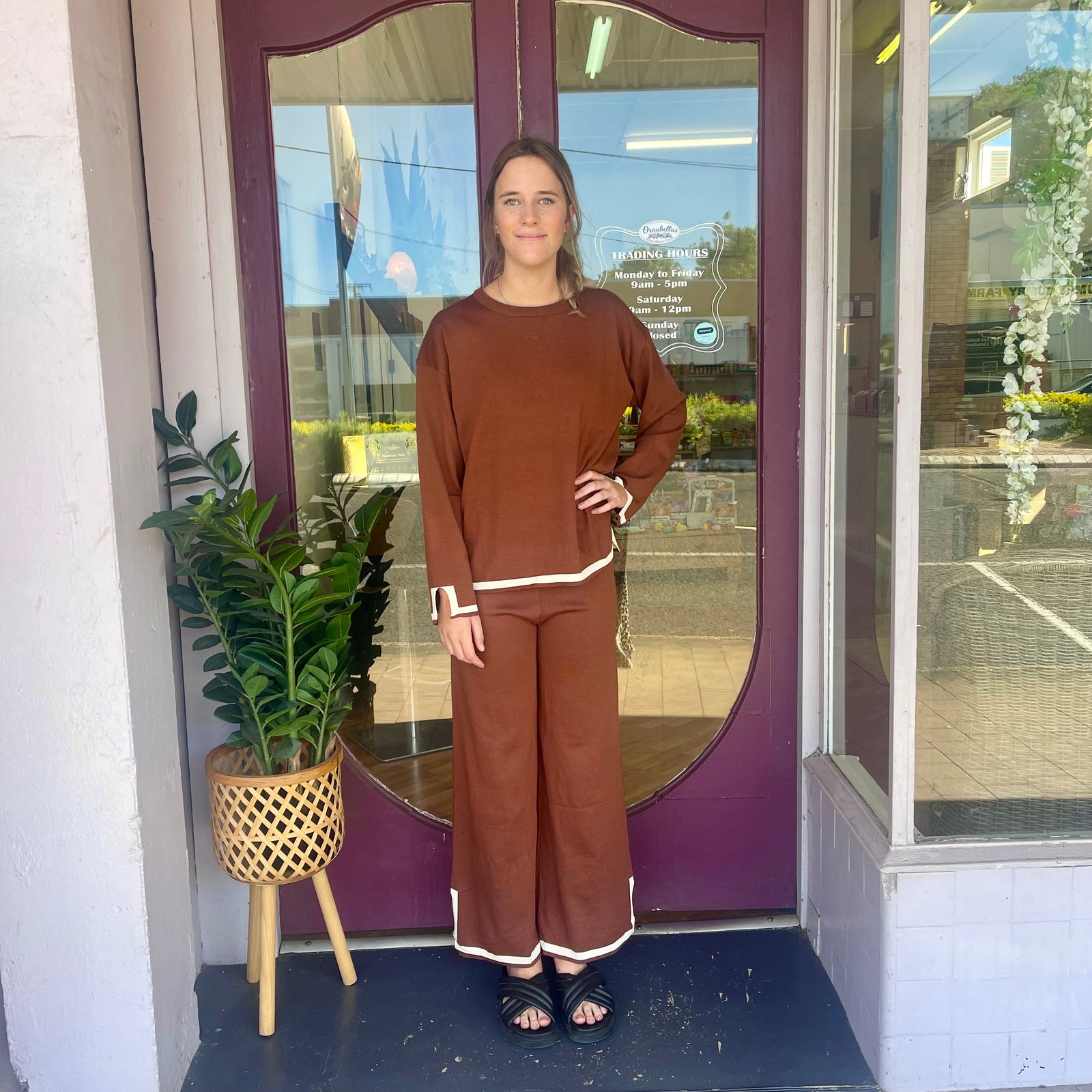 Cotton Knit Long Sleeve Lounge Set