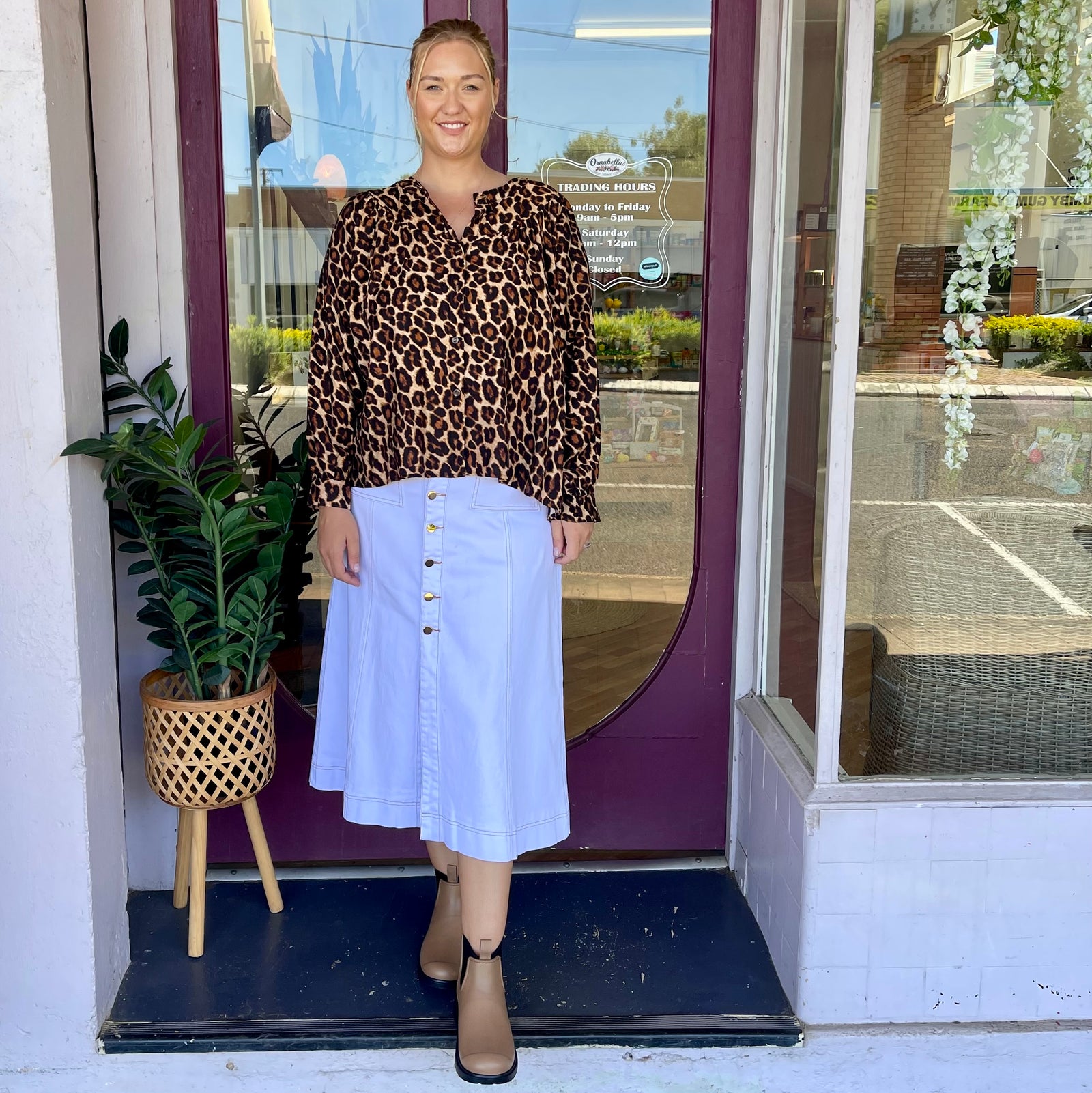 Leopard Print Puff Sleeve Shirt