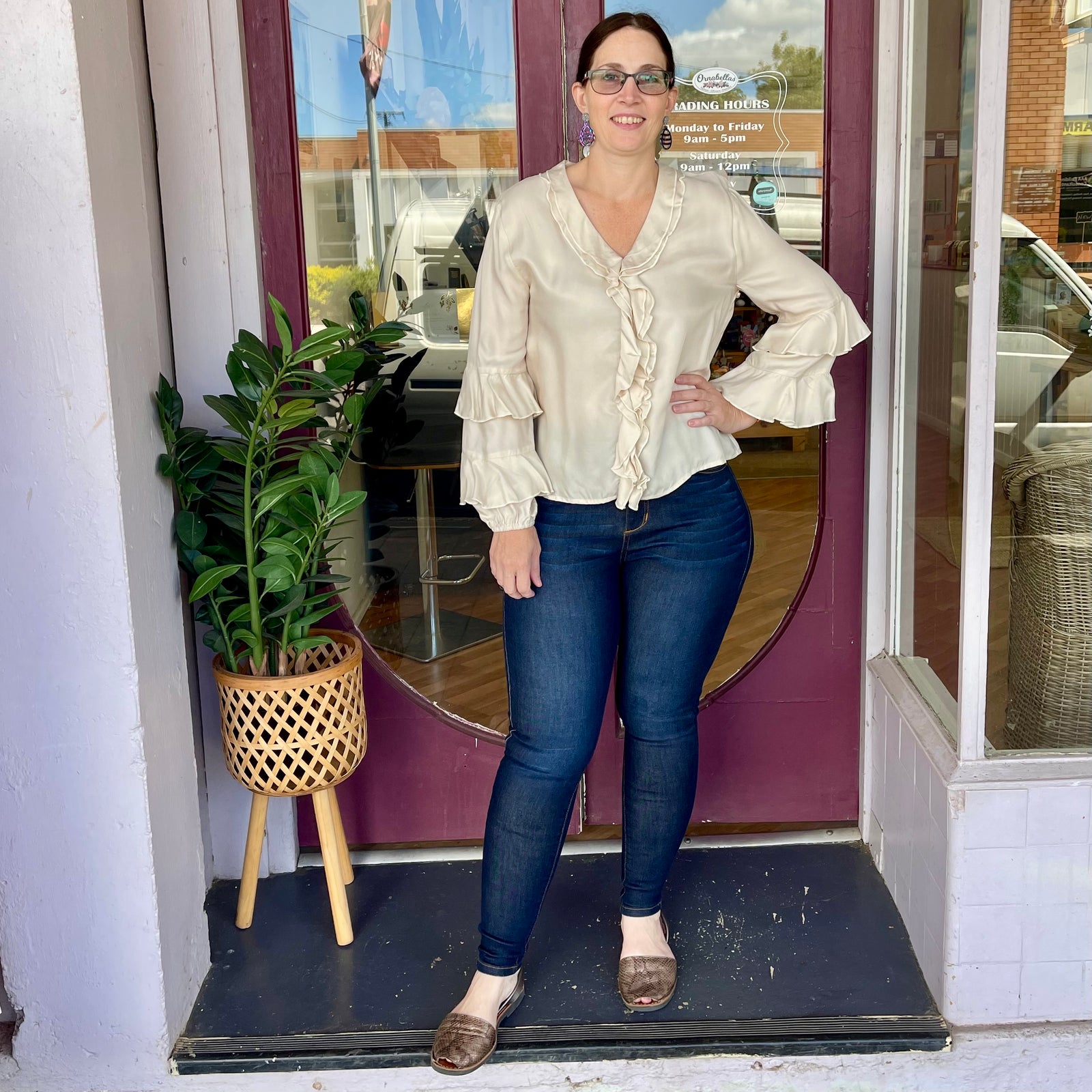 Adorne Marla Frilled Cupro Blouse