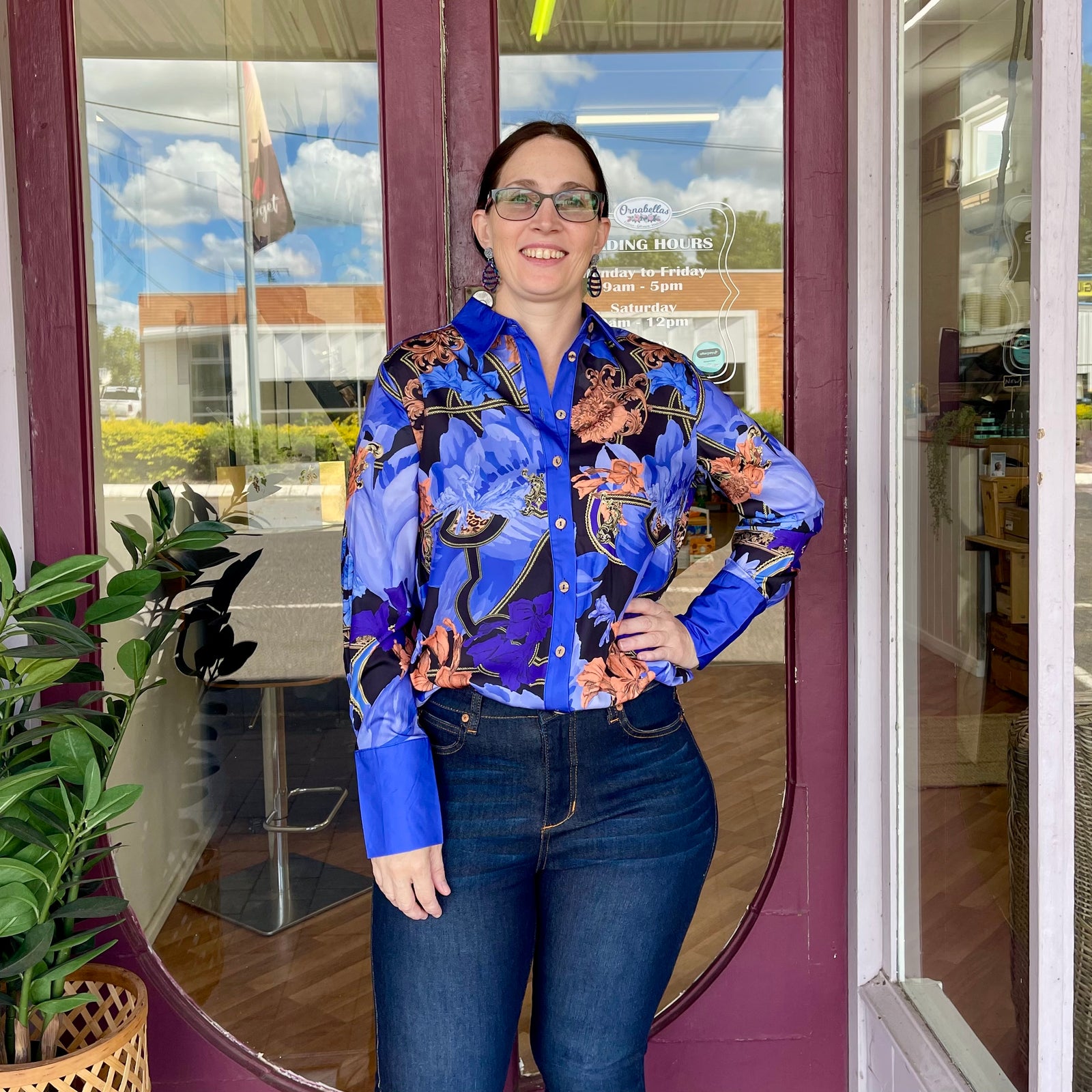 Lucinda Azure Button Down Blouse