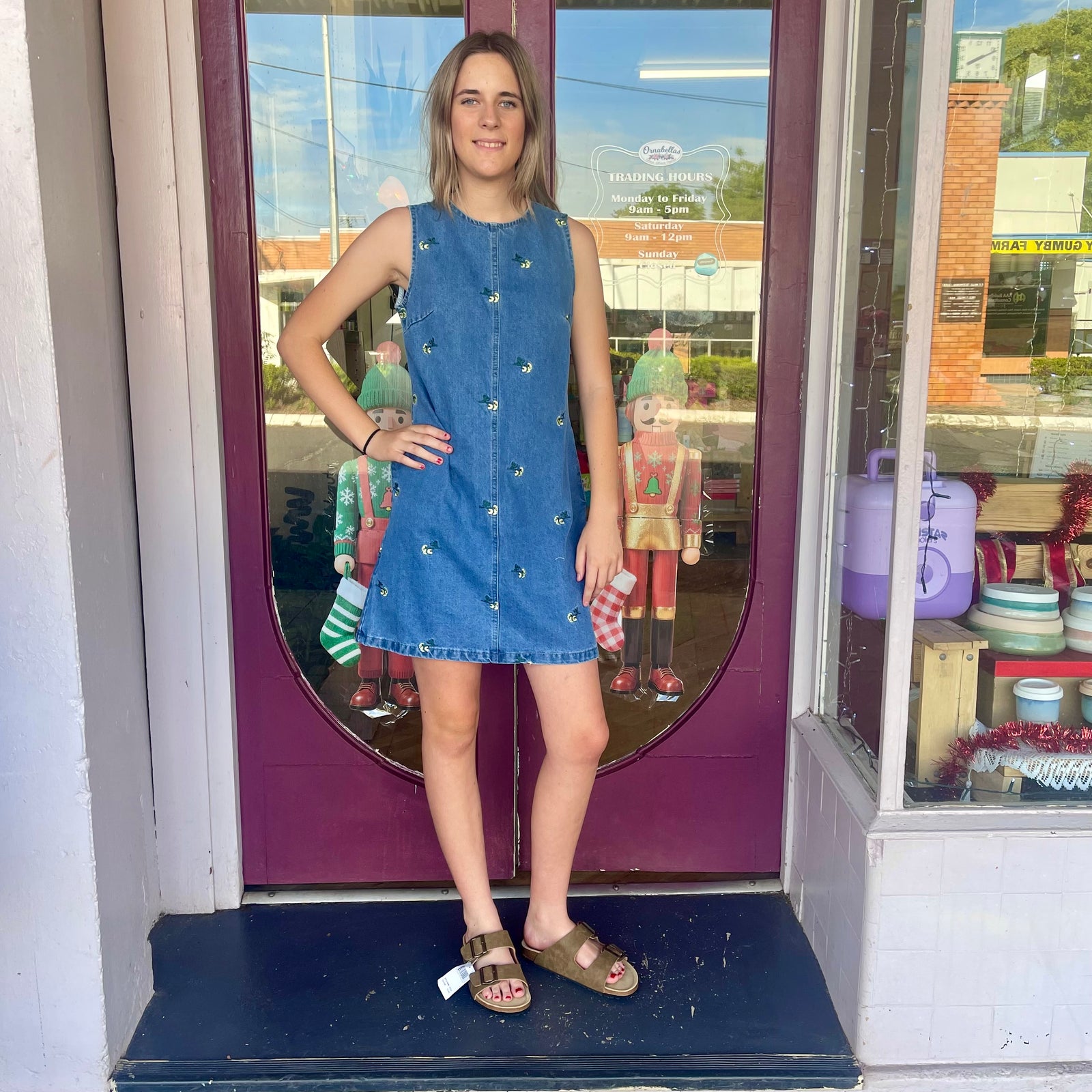 Embroidered Denim Mini Dress