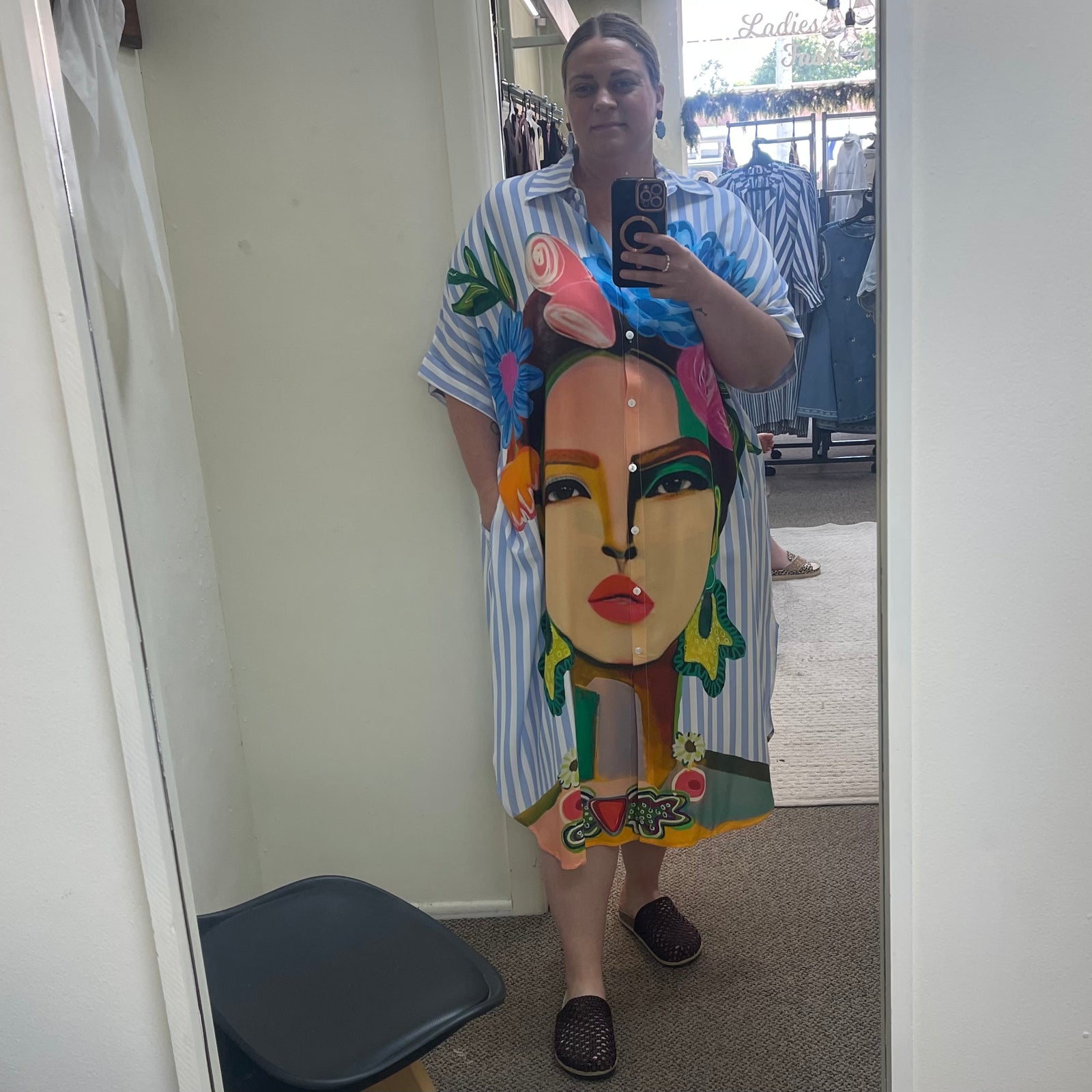 Striped Face Shirt Dress