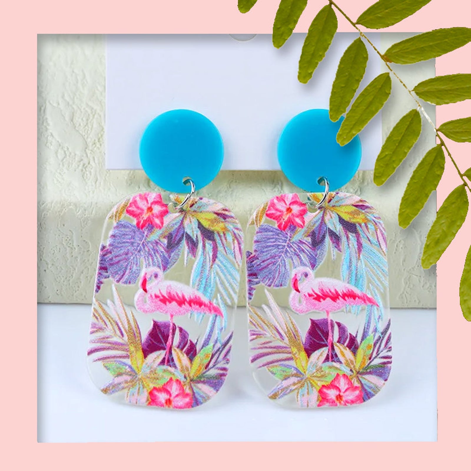 Flamingo Print Dangle Earrings
