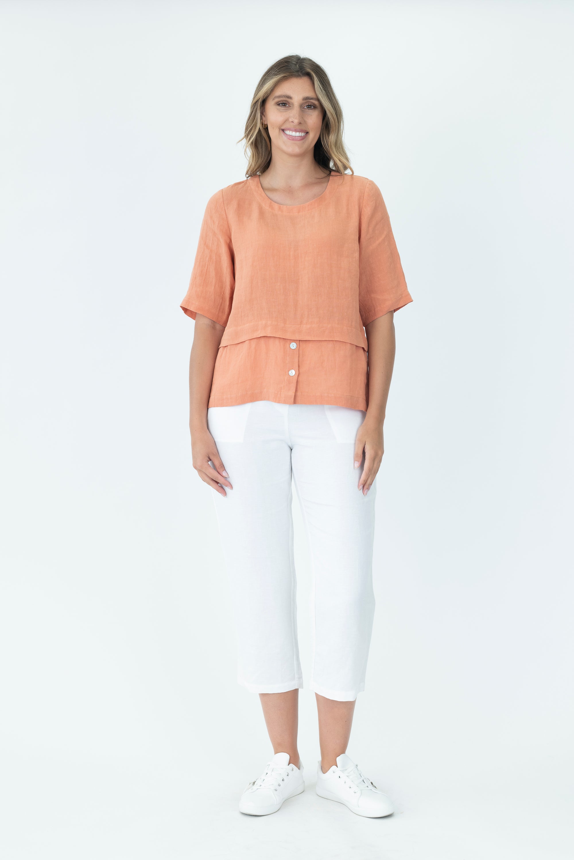 Front Button Linen Blouse