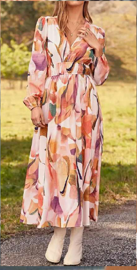 Mutig Pink Long Sleeve Flowy Dress