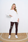 Cali and Co Chocolate Sequins Stretch Pants
