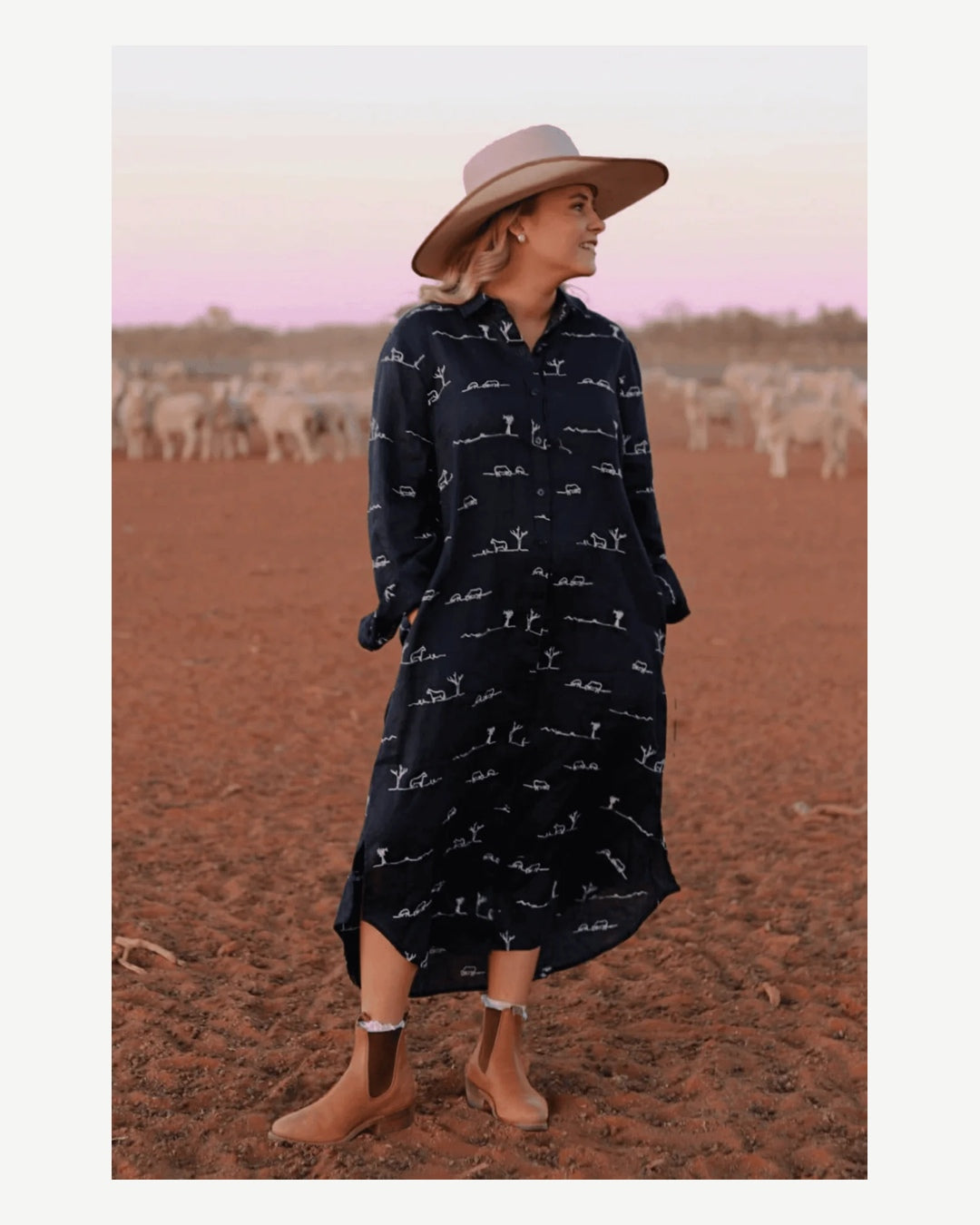 Rural Outback Linen Dress