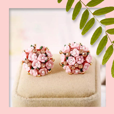 Bling Floral Bouquet Stud Earrings
