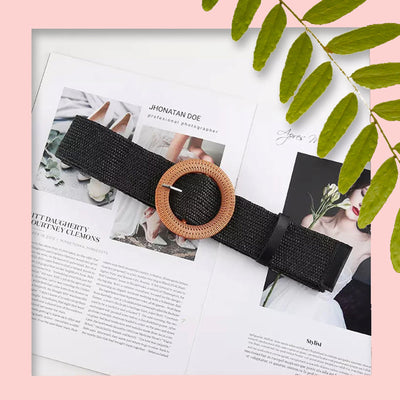 Rattan Round Buckle Belt