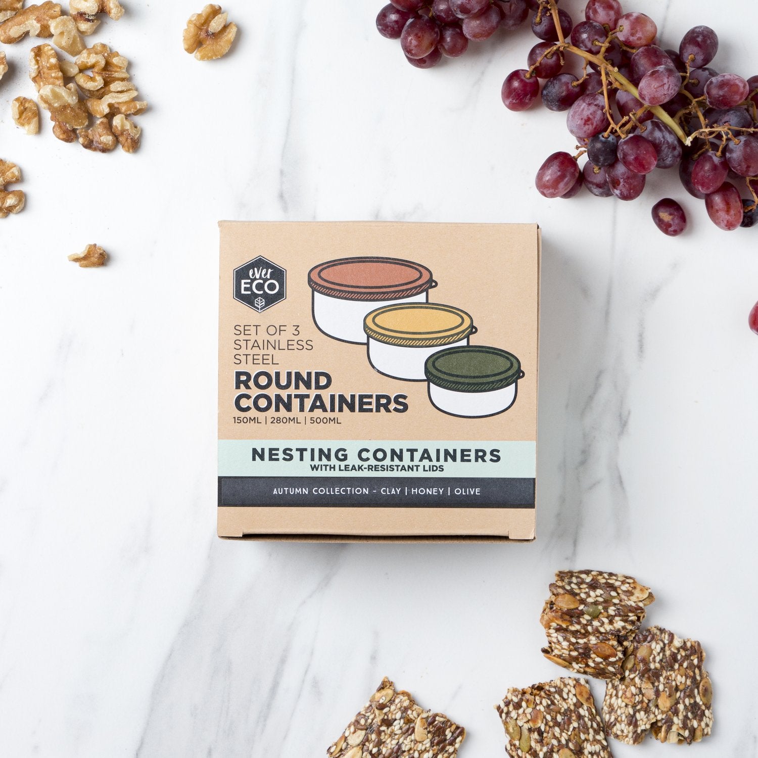 Bento Round Containers 3pc Autumn