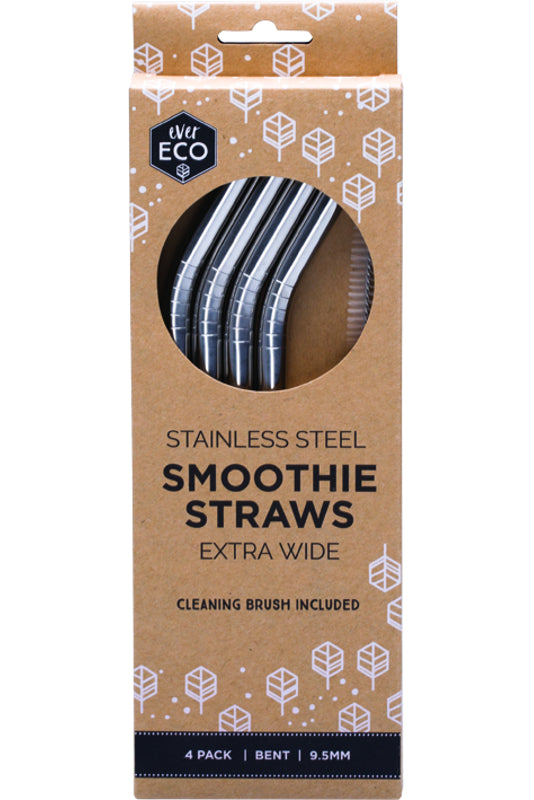 SS Straws Smoothie Bent 4pk